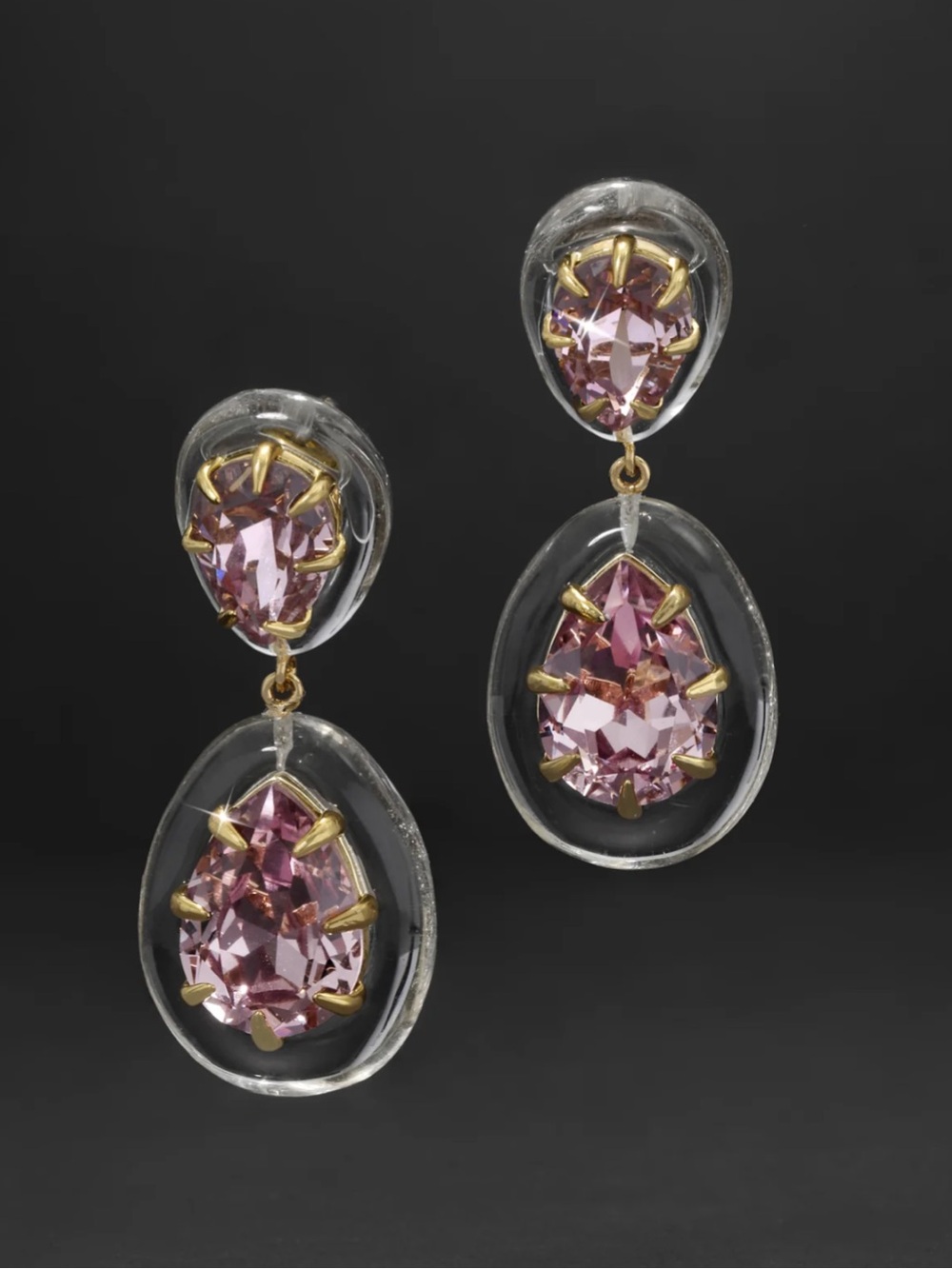 Alexis Bittar Bonbon Crystal Lucite Teardrop Earrings
